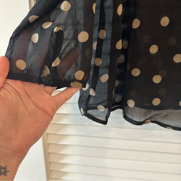 ⭐️Forever 21 sheer black and gold polkadot blouse - Picture 5 of 8